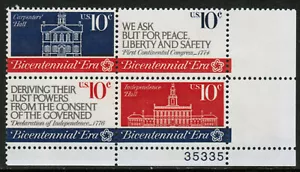 US USA Sc# 1546a MNH FVF PLATE# BLOCK Liberty 1st Congress Independence Hall - Picture 1 of 1