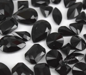Mixed Shapes Sizes Crystal Black Rhinestone Settings Sew On Crystals Glass - Picture 1 of 6
