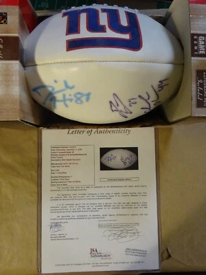 Assinado New York Giants futebol autografado D Hixon, B Jacobs A Bradshaw JSA CERTIFICADO DE AUTENTICIDADE - Imagem 1 de 4