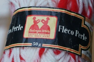 1 Knäuel Schafschurwolle Fleco Perle Esslinger Wolle 100% Schurwolle weiß rot - Bild 1 von 8