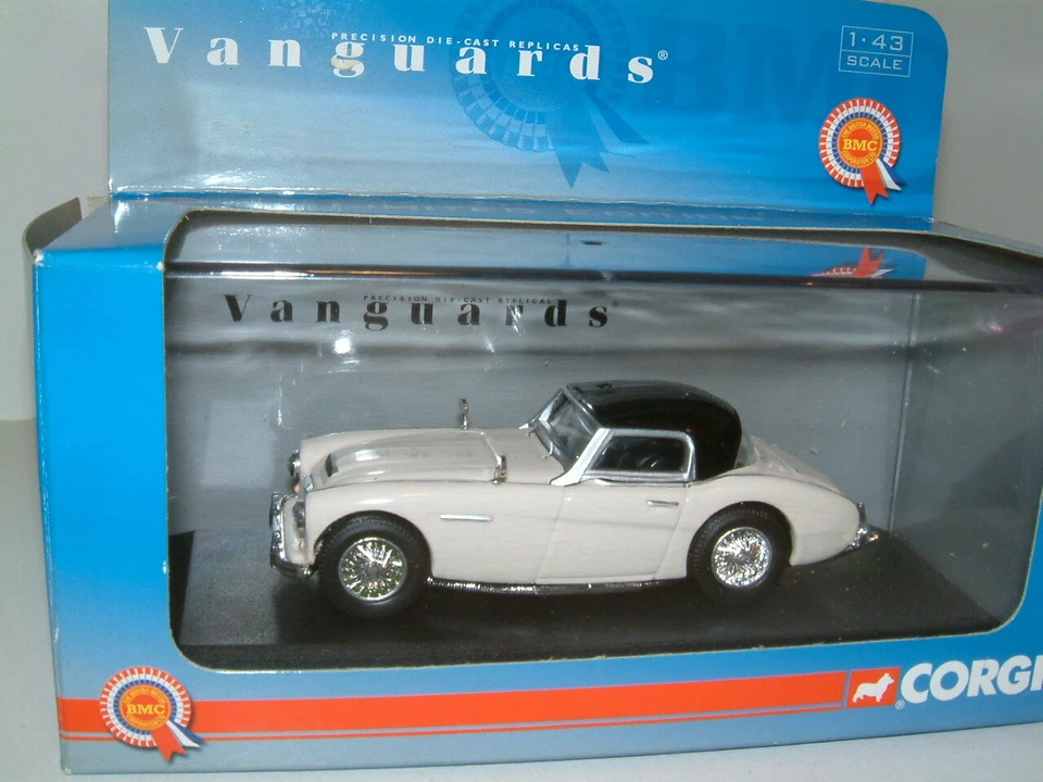 1/43 AUSTIN HEALEY 100 SIX IN OLD ENGLISH WHITE WITH BLACK   `CORGI`` VANGUARDS` - Image 1 of 1