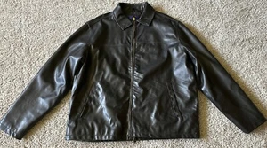 US Polo Assn Men's Size XL Black Full Zip Faux Leather Jacket Quilted Lining - Picture 1 of 12