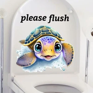 Please Flush Toilet Sign Sticker Washable Bathroom Decals  Home Decor - Picture 1 of 27