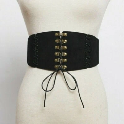 Women Girdle Rivet Belt Stud Waistband Vintage Punk Corset Lace Up Stretch NR9 - Image 1 of 4