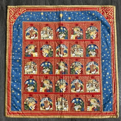 Nativity Christmas Story Advent Countdown Pockets Calendar Finished Fabric Panel - Image 1 of 4