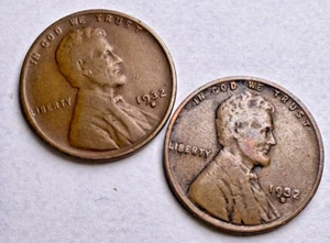 1932-D Lincoln Wheat 1c Pair ~ Fine/Fine+? ~ Bargain! ~ Get 1 Set Shown ~ D86 - Picture 1 of 4