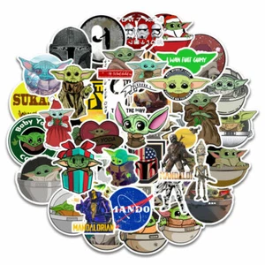 50 Stck. Mandalorianer Baby Yoda Vinyl Aufkleber für Auto Laptop Gepäck Koffer - Bild 1 von 10