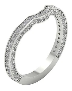 I1 G 0.90 Ct Round Cut Diamond Anniversary Ring 14K Solid Gold Prong Set 2.10 MM - Picture 1 of 9