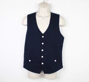 Foreign Exchange Suit Vest Mens Medium Blue White Button Striped Back - Picture 1 of 8