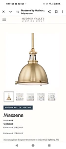 Hudson Valley 4620-AGB Massena 20" Pendant Light Aged Brass - Picture 1 of 6