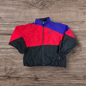 Chaqueta cortavientos vintage Reebok Colorblock - XL - roja/negra/púrpura 100 % nailon - Imagen 1 de 4