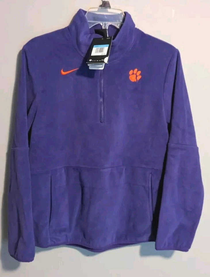 Nike Fleece Clemson Tigers Womens Medium Purple 1/4 Zip Long Sleeve Pullover