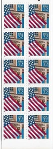 US, #2921 Flag over Porch booklet "red 1996", 10 32c, MNH - Picture 1 of 1
