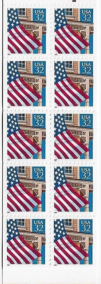 US, #2921 Flag over Porch booklet "red 1996", 10 32c, MNH - Image 1 of 1