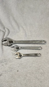 Set Of 3 Vtg New Britain Adjustable Wrenches, AW-12, AW-8, AW-6 Made In USA-PICS - Picture 1 of 10