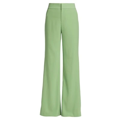 Alice + Olivia 'Deanna' Green Triacetate Slim-Fit Bootcut Pants Size 0 - Image 1 of 4