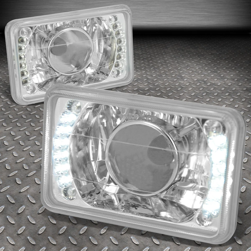 FAROL LED PROJETOR CROMADO QUADRADO + LÂMPADA H4 PARA CADILAC/GMC/BUICK/GMC 4X6 4656 - Imagem 1 de 4