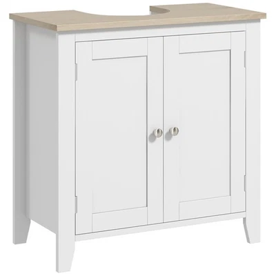 Mueble fregadero bajo pedestal 23,5 pulgadas de alto con estante ajustable blanco Foto 1 de 4
