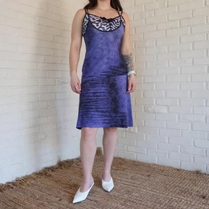 Just Cavalli Robert Cavalli Vtg Y2K 90s Printed Absract Ornate Event Dress 44 - Picture 1 of 11