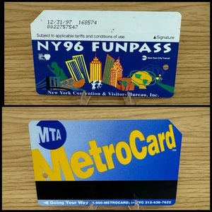 MTA MetroCard FUN PASS blue back back Exp. 1996 RARE Used condition. - Picture 1 of 1
