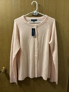 Cárdigan Karen Scott Rosa Botón Perla -Talla L-NUEVO CON ETIQUETAS- - Imagen 1 de 5