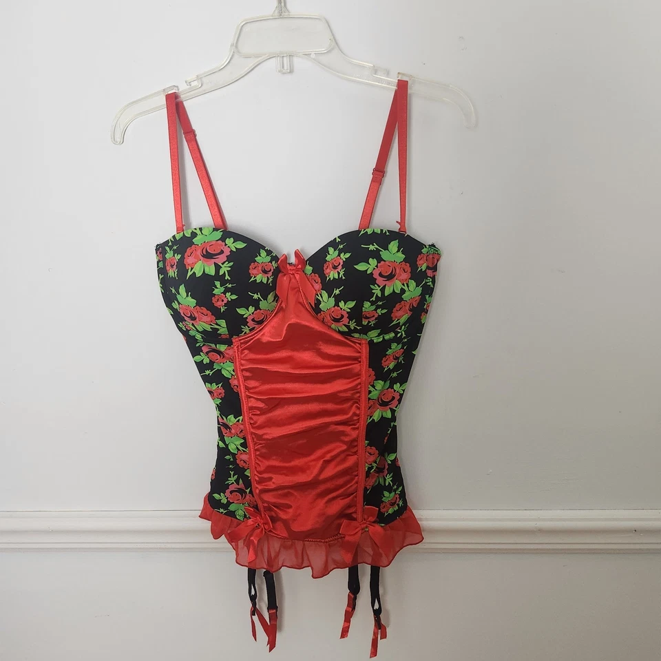 Lencería Seven Till Midnight Corsé Top XL Mujer Floral Rojo Negro Gótico Hada Foto 1 de 4
