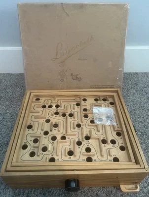VINTAGE 50's BRiO Labyrinth Wooden Game + Original Box Sweden LABYRINTSPEL RARE! - Image 1 of 4