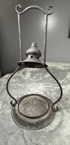Iron Wall Antique Rustic Hanging Candle Lantern Farmhouse Cabin No Glass Globe - Picture 1 of 8
