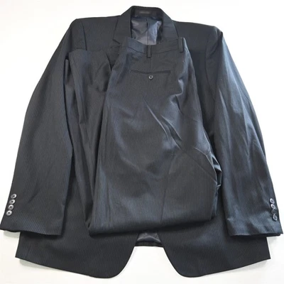 Andrew Fezza 48L 42x36 Navy Blue Striped Mens Jacket Pants Suit - Image 1 of 4