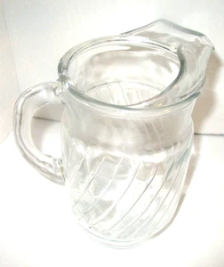 Vintage 2 QT Clear Glass Swirl Water Pitcher with Handle & Ice Lip 9-1/2" - Picture 1 of 10