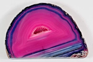 Agate Mineral Geode Pink Sliced Crystal. 4.25" X 3" X 1". - Picture 1 of 10