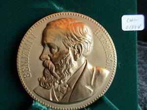 MEDAGLIA INAUGURAZIONE PRESIDENTE BENJAMIN HARRISON, CHI-1223*01394 - Foto 1 di 2