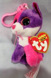 PELLIE - Llavero Ty Beanie Boos Clip 3" - Gato Rosa y Púrpura - NUEVO Y COMO NUEVO - Imagen 1 de 1
