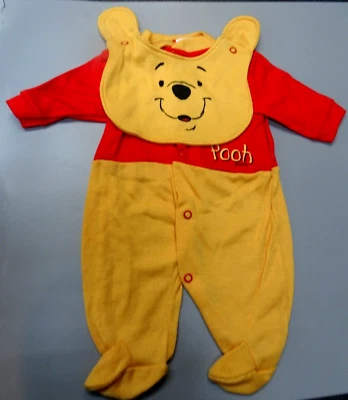 Vintage 1980s Used Disney Pooh Newborn Romper w/Detachable Bib Adorable - Image 1 of 3