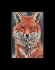 aceo original  Red fox portrait miniature paitning nadia