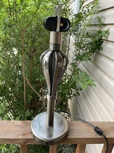 Silver Tone Table Lamp- 18” No Shade, Twin Sockets Crown Shape- Home decor - Picture 1 of 10