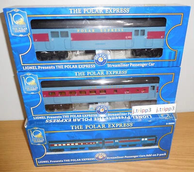LIONEL 35290 POLAR EXPRESS STREAMLINED BAGGAGE DINER CAR PASSENGER TRAIN O GAUGE - Image 1 of 4