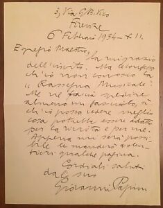 Lettera autografa di Giovanni Papini