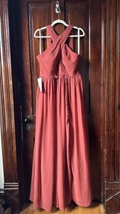 NWT Azazie Elvira Dress in Terracotta w/ Pockets And Slit Women’s 16  - Picture 1 of 23