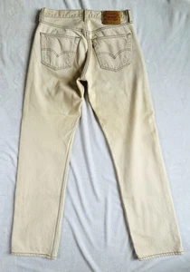VTG Men's 501-0612 Beige Off-White Button Fly Denim Jeans 30x31 USA Red Tab - Picture 1 of 8
