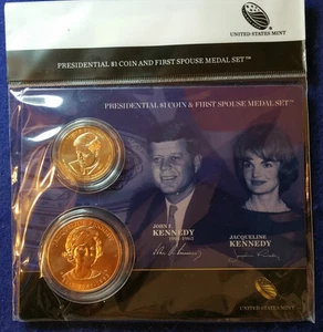 2015 John F. Kennedy Presidential Dollar Coin & First Spouse Medal - Picture 1 of 8