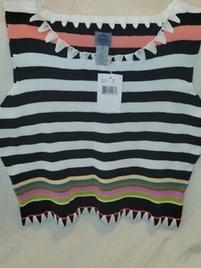 New Cambridge Dry Goods Company Striped Sleeveless Sweater Shirt Womens Size XL - Picture 1 of 3