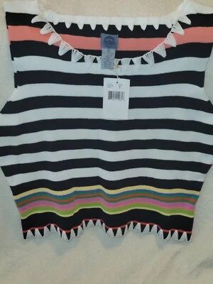  New Cambridge Dry Goods Company Striped Sleeveless Sweater Shirt Womens Size XL - Image 1 of 3