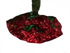 Mini jupe arbre de Noël miniature 17 pouces à paillettes réversible rouge vert NEUF
