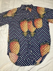 Vintage Colours By Alexander Julian Pineapple Print Button Up Size Medium - Picture 1 of 3