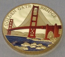 Golden Gate Bridge Gold Coin San Francisco California Old Americana Retro USA UK