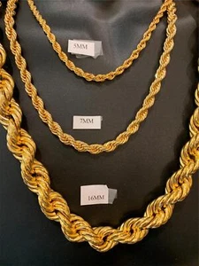 14 KT VERGOLDET 5 mm, 7 mm, 16 mm SEILKETTEN BLING BLING 16""-36""-USA-VERKÄUFER - Bild 1 von 5