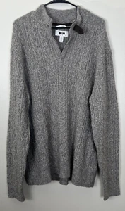 Joseph Abboud Sweater Mens Extra Large Brown Wool Blend 1/4 Zip Pullover Elbow - Picture 1 of 9