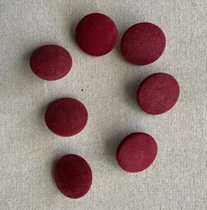 LOT OF 7 VINTAGE BURGUNDY FABRIC / CLOTH COVERED METAL SHANK 1/2” D BUTTONS - Picture 1 of 3