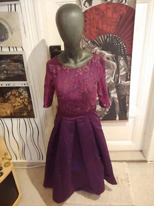 Abendkleid Brautjungfer Spitze La Marie Brautmode M Aubergine - Bild 1 von 8